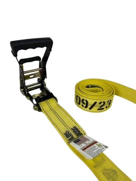 2" x 13' Heavy Duty Gas Cylinder Ratchet Strap with Flat Snap Hooks CasterHQ