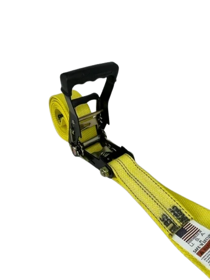 2" x 13' Heavy Duty Gas Cylinder Ratchet Strap with Flat Snap Hooks CasterHQ