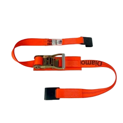 2" x 13" Quick Release Gas Cylinder Ratchet Strap with Flat Hooks - Diamond Weave Webbing CasterHQ