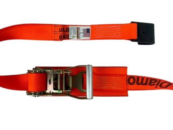 2" x 13" Quick Release Gas Cylinder Ratchet Strap with Flat Hooks - Diamond Weave Webbing CasterHQ