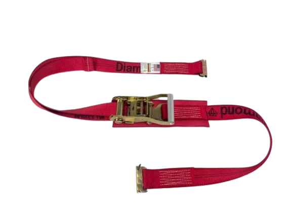 2" x 13' Quick Release Gas Cylinder Ratchet Strap with E-Track Spring End Fittings CasterHQ