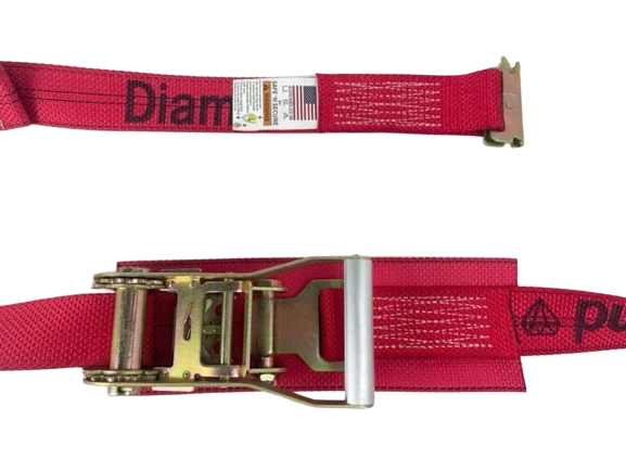 2" x 13' Quick Release Gas Cylinder Ratchet Strap with E-Track Spring End Fittings CasterHQ