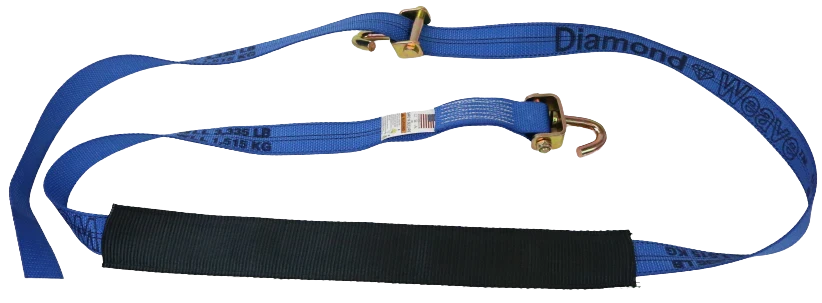 2" x 12' Ratchet Wheel Strap with Low Profile Sleeve - 3,333 lbs WLL, Blue Diamond Weave Polyester CasterHQ
