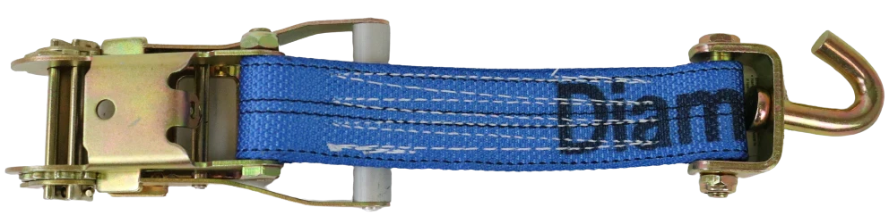 2" x 12' Ratchet Wheel Strap with Low Profile Sleeve - 3,333 lbs WLL, Blue Diamond Weave Polyester CasterHQ
