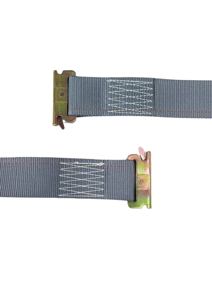 2" x 16' Grey Interior Van Cargo Strap with Cam Buckle and E-Track Fittings - 870 lbs Safe Working Load CasterHQ