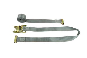 2" x 16' Gray E-Track Ratchet Strap Assembly for Interior Van Cargo Securement - 1,466 lbs WLL CasterHQ