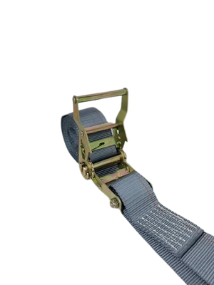 2" x 16' Gray E-Track Ratchet Strap Assembly for Interior Van Cargo Securement - 1,466 lbs WLL CasterHQ