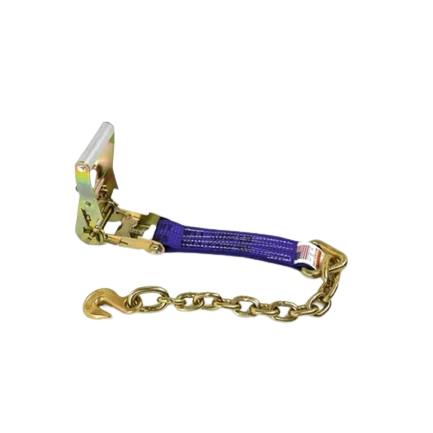 2" x 1' Ratchet Strap with Chain End & Grab Hook CasterHQ