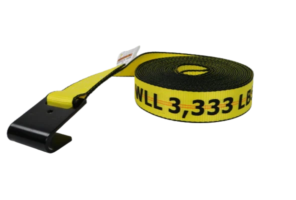 2" x 30' Ratchet Strap with Flat Hooks, 3333 lbs Load Capacity - Big Yellow High Visibility Durable Polyester CasterHQ