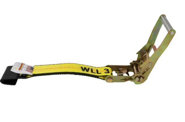 2" x 30' Ratchet Strap with Flat Hooks, 3333 lbs Load Capacity - Big Yellow High Visibility Durable Polyester CasterHQ