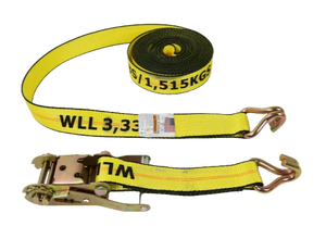 Heavy-Duty Ratchet Strap 2" x 30' with Wire Hooks, Big Yellow - 3,333 lbs Load Capacity, Model A-2X30BIGY-RWH - Durable & Reliable CasterHQ