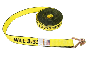Heavy-Duty Ratchet Strap 2" x 30' with Wire Hooks, Big Yellow - 3,333 lbs Load Capacity, Model A-2X30BIGY-RWH - Durable & Reliable CasterHQ