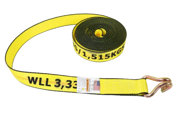 Heavy-Duty Ratchet Strap 2" x 30' with Wire Hooks, Big Yellow - 3,333 lbs Load Capacity, Model A-2X30BIGY-RWH - Durable & Reliable CasterHQ