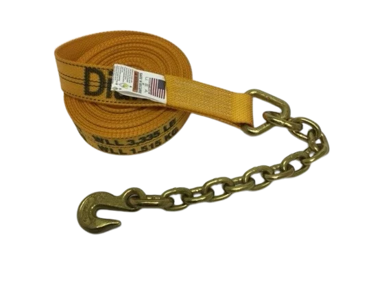 Heavy-Duty Ratchet Strap 2" x 30' - Chain Ends & Grab Hooks Model A-2X30RCE-DW | Secure & Durable Cargo Tying CasterHQ