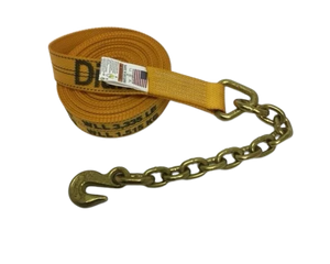 Heavy-Duty Ratchet Strap 2" x 30' - Chain Ends & Grab Hooks Model A-2X30RCE-DW | Secure & Durable Cargo Tying CasterHQ