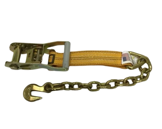 Heavy-Duty Ratchet Strap 2" x 30' - Chain Ends & Grab Hooks Model A-2X30RCE-DW | Secure & Durable Cargo Tying CasterHQ