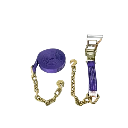 Heavy-Duty Ratchet Strap 2" x 30' - Chain Ends & Grab Hooks Model A-2X30RCE-DW | Secure & Durable Cargo Tying CasterHQ