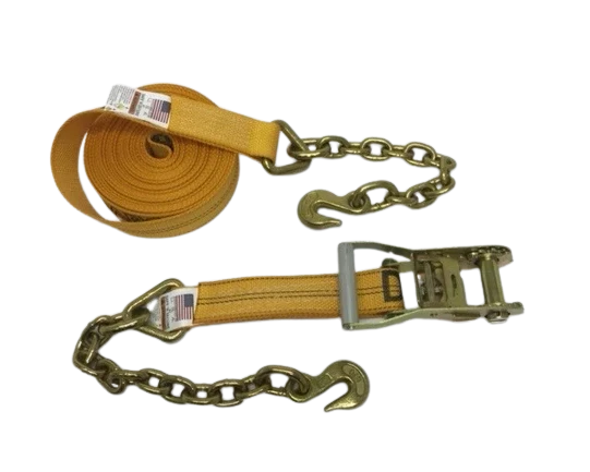 Heavy-Duty Ratchet Strap 2" x 30' - Chain Ends & Grab Hooks Model A-2X30RCE-DW | Secure & Durable Cargo Tying CasterHQ