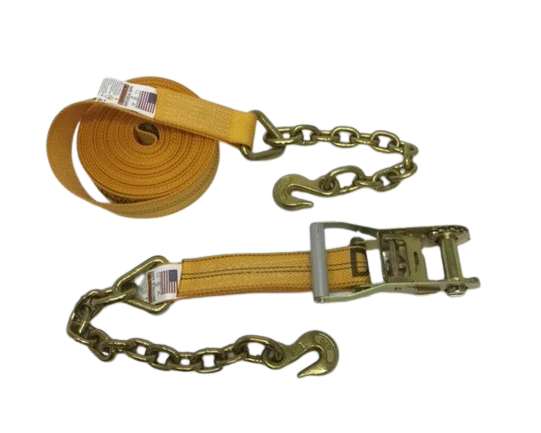 Heavy-Duty Ratchet Strap 2" x 30' - Chain Ends & Grab Hooks Model A-2X30RCE-DW | Secure & Durable Cargo Tying CasterHQ