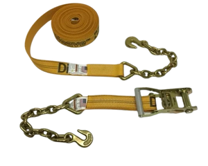 Heavy-Duty Ratchet Strap 2" x 30' - Chain Ends & Grab Hooks Model A-2X30RCE-DW | Secure & Durable Cargo Tying CasterHQ