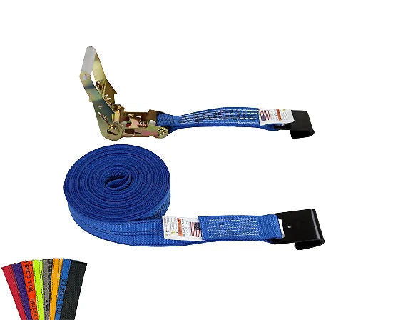 High-Strength A-2X30RFH-DW Ratchet Strap Assembly with Flat Hooks - 30’ x 2” Diamond Weave for Secure Cargo Transport CasterHQ