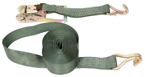 Green Camo Ratchet Strap 2" x 30' with Wire Hooks - 3,333 lbs Load Capacity | A-2X30RWH-OLIVE CasterHQ