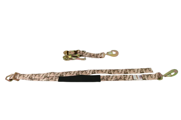2" x 8' Camo Ratchet Axle Strap Assembly with Snap Hooks CasterHQ