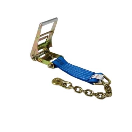 4" x 1' Ratchet Strap Short End with Chain End & Grab Hook CasterHQ