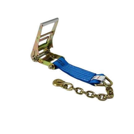 4 inch by 1 foot ratchet strap with chain end and grab hook