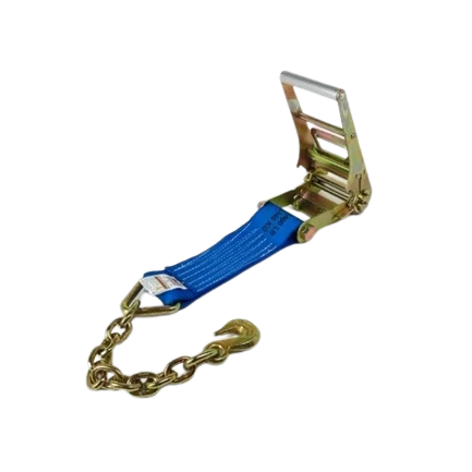 4" x 1' Ratchet Strap Short End with Chain End & Grab Hook CasterHQ