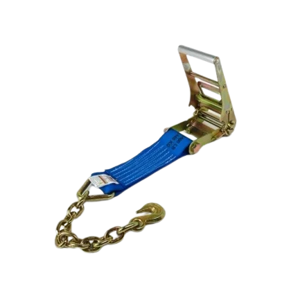 4" x 1' Ratchet Strap Short End with Chain End & Grab Hook CasterHQ