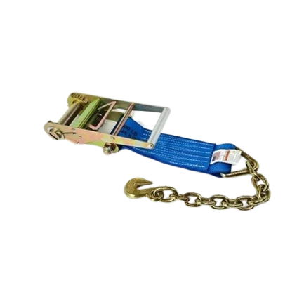 4" x 1' Ratchet Strap Short End with Chain End & Grab Hook CasterHQ