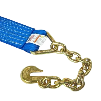 4" x 1' Ratchet Strap Short End with Chain End & Grab Hook CasterHQ