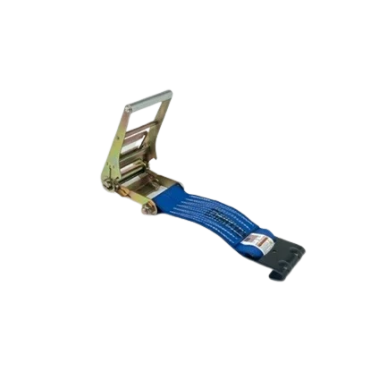 4" x 1' Ratchet Strap Short End with Flat Hook - Diamond Weave Webbing CasterHQ