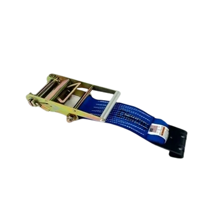 4" x 1' Ratchet Strap Short End with Flat Hook - Diamond Weave Webbing CasterHQ