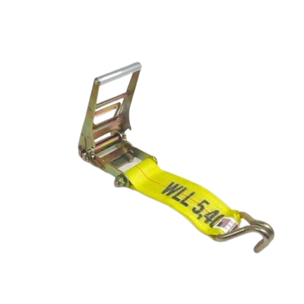 4" Ratchet Strap with Wire Hook - 5,400lbs WLL, Long Handle CasterHQ