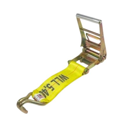 4" Ratchet Strap with Wire Hook - 5,400lbs WLL, Long Handle CasterHQ
