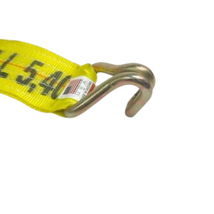 4" Ratchet Strap with Wire Hook - 5,400lbs WLL, Long Handle CasterHQ