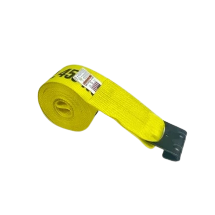 Heavy-Duty Ratchet Strap Assembly 4"x30' with Flat Hooks – 5,400 lbs Load Capacity | A-4X30RFH CasterHQ