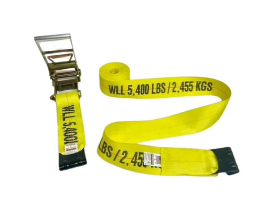 Heavy-Duty Ratchet Strap Assembly 4"x30' with Flat Hooks – 5,400 lbs Load Capacity | A-4X30RFH CasterHQ