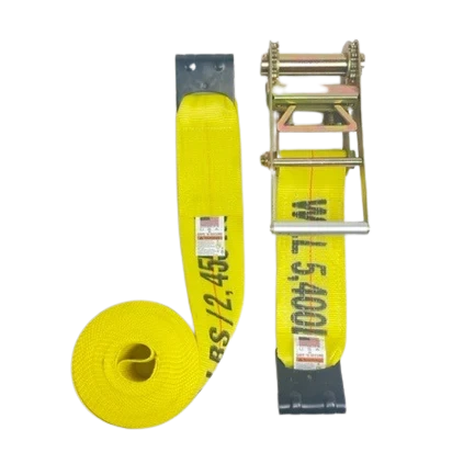Heavy-Duty Ratchet Strap Assembly 4"x30' with Flat Hooks – 5,400 lbs Load Capacity | A-4X30RFH CasterHQ