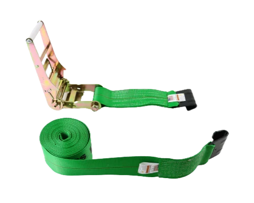 Heavy-Duty Ratchet Strap Assembly 4"x30' with Flat Hooks – 5,400 lbs Load Capacity | A-4X30RFH CasterHQ