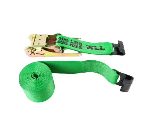 Heavy-Duty Ratchet Strap Assembly 4"x30' with Flat Hooks – 5,400 lbs Load Capacity | A-4X30RFH CasterHQ