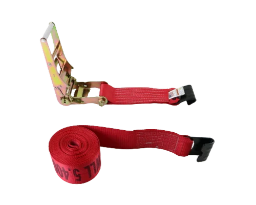 Heavy-Duty Ratchet Strap Assembly 4"x30' with Flat Hooks – 5,400 lbs Load Capacity | A-4X30RFH CasterHQ