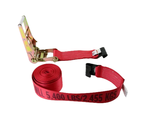 Heavy-Duty Ratchet Strap Assembly 4"x30' with Flat Hooks – 5,400 lbs Load Capacity | A-4X30RFH CasterHQ