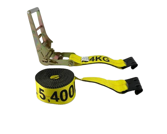 Heavy-Duty Ratchet Strap Assembly A-4X30RFH-I | 4 Inch x 30 Feet with Flat Hooks - 5400 lbs Break Strength - Secure Cargo Tying CasterHQ