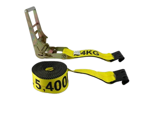 Heavy-Duty Ratchet Strap Assembly A-4X30RFH-I | 4 Inch x 30 Feet with Flat Hooks - 5400 lbs Break Strength - Secure Cargo Tying CasterHQ