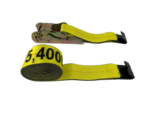 Heavy-Duty Ratchet Strap Assembly A-4X30RFH-I | 4 Inch x 30 Feet with Flat Hooks - 5400 lbs Break Strength - Secure Cargo Tying CasterHQ