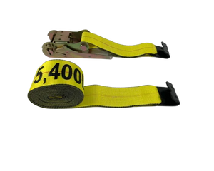 Heavy-Duty Ratchet Strap Assembly A-4X30RFH-I | 4 Inch x 30 Feet with Flat Hooks - 5400 lbs Break Strength - Secure Cargo Tying CasterHQ