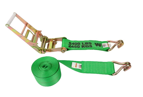 Heavy-Duty Ratchet Strap 4" x 30' with Wire Hooks - 5,400 lbs Break Strength - A-4X30RWHK Ratchet Assembly CasterHQ
